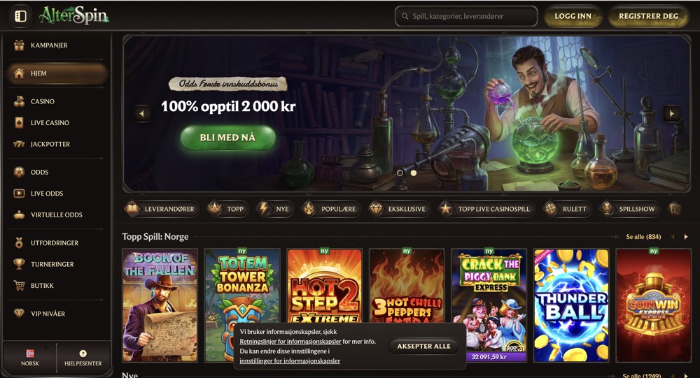 Alterspin Casino – rask utbetaling