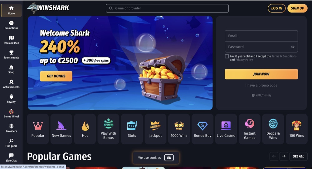 Winshark Casino – casinoer med raske utbetalinger